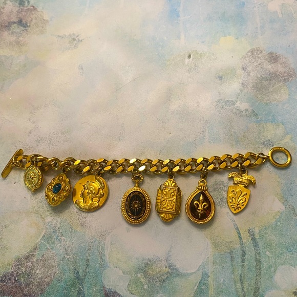 Ben-Amun 24kt Plated Multicolor Charm Bracelet - Picture 1 of 8